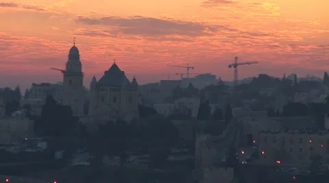 Jerusalem old sunset 5 Stock Footage 10840249