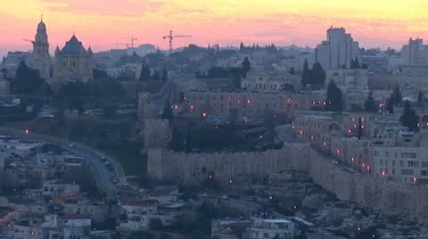 Jerusalem old sunset 7 Video stock 10840250