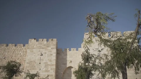 Jerusalem old town walls Stock Footage 114242169