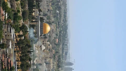 Jerusalem panoramic aerial view time lapse Stock Footage 91154345