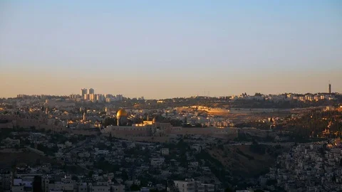 Jerusalem panoramic sunset view time lapse Stock Footage 76202865