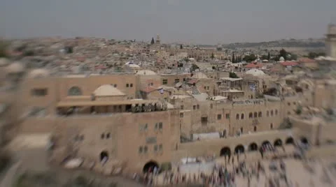 Jerusalem panoramic view of Wailing Wall tilt shift lens Stock-Footage 11238834