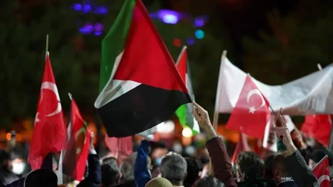 Jerusalem protestants holding up the flag Stock Footage 241739022