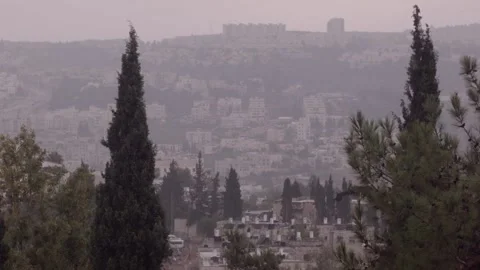 Jerusalem in the rain Video stock 227789314