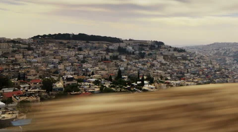 Jerusalem seen from the westernwall time-lapse. Cropped. Stock Footage 54197376