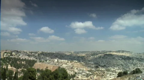 Jerusalem Sky Line - Time lapse - view from Armon Hantziv Stock Footage 608910