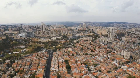 Jerusalem skyline, Israel, 4k aerial Stock Video Pond5