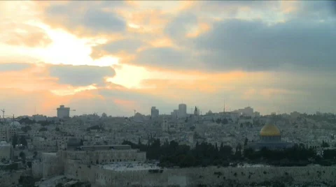 Jerusalem skyline at sunset - Time lapse Stock Footage 608873