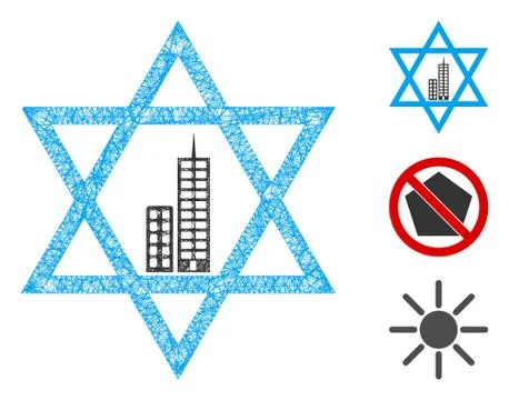 Jerusalem Star Polygonal Web Vector Mesh Illustration Stock Illustration