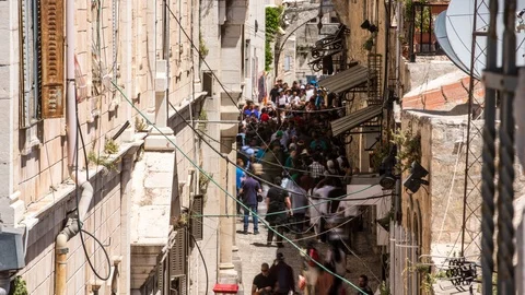 Jerusalem Street Procession in Holy Week Stock-Footage 87247411
