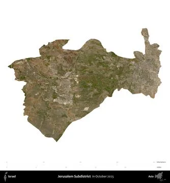 Jerusalem Subdistrict, Israel, isolated on white. Sentinel-2 Mosaic. October Stock Illustration