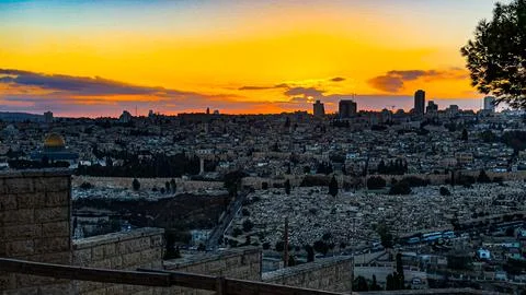 Jerusalem Sunset from the Mount of Olives Foto stock