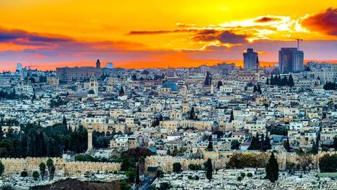 Jerusalem Sunset from the Mount of Olives Foto stock
