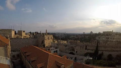 Jerusalem Sunset Time Lapse from the Citadel Stock Footage 112442405