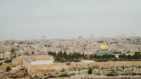 Jerusalem Temple mount and city centre (4K, 25FPS) Stock Footage 171177136