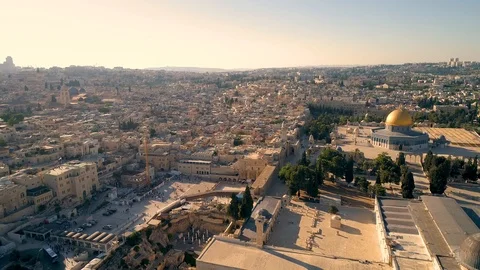 Jerusalem Temple Mount in Israel, aerial view from drone in 4k resolution 50fps Stock Footage