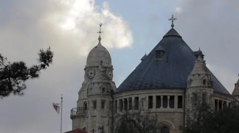 Jerusalem timelapse - clouds - sky - church Stock Footage 58815588