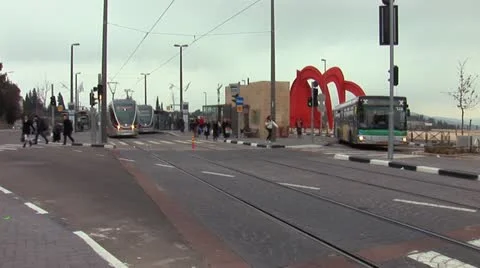 Jerusalem tram 3 Video stock 10831762