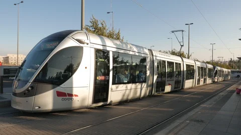 Jerusalem tram - israel Stock Footage 94023490