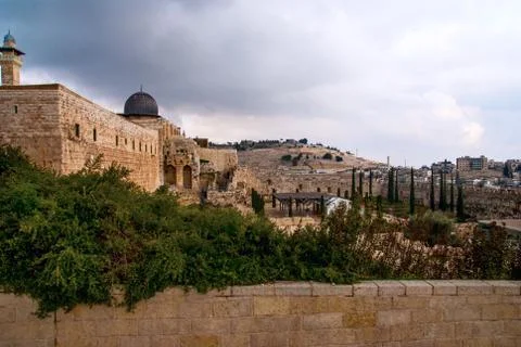 Jerusalem  view on the mount of olives from al-aqsa mosque Foto stock