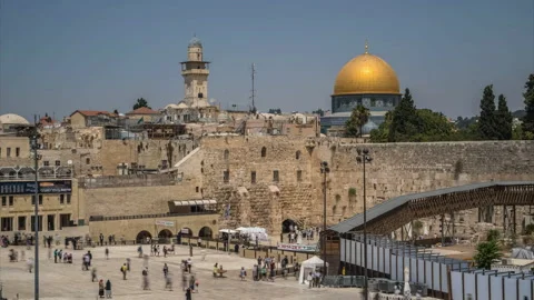 Jerusalem Wailing Wall Al Aksa golden dome Olf City timelapse hyperlapse, Israel 스톡 동영상 250122644
