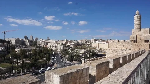 Jerusalem wall - David tower Stock Footage 97709974