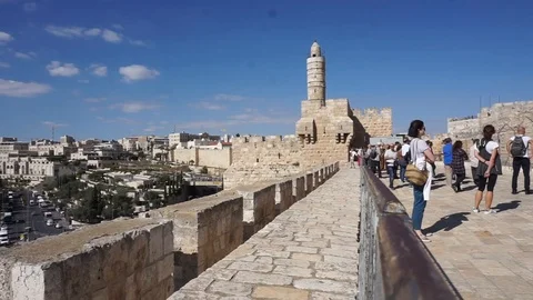 Jerusalem wall - David tower Stock Footage 97710006