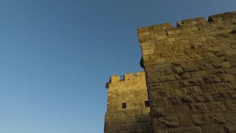 Jerusalem Walls near Zion gate Stock Footage