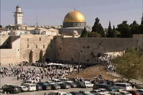 Jerusalem Western Wall at Temple Mount Stock Footage 691398
