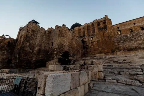 Jerusalem western wall view, Al-Aqsa Mosque Stock Photos