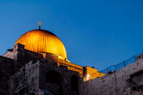 Jerusalem western wall view, Al-Aqsa Mosque Stock Photos