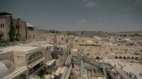 Jerusalem wide angle panoramic view of Wailing Wall Stock-Footage 11238473