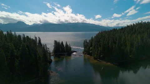 Jesse Falls Protected Area looking back at the Douglas Channel, British Columbia Stock Footage 315699710