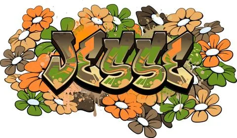 Jesse Graffiti Text Logotype Design 스톡 일러스트