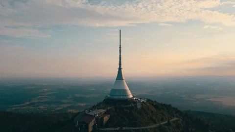 Jested Mountain Hotel at Sunset Stock Footage 320255855