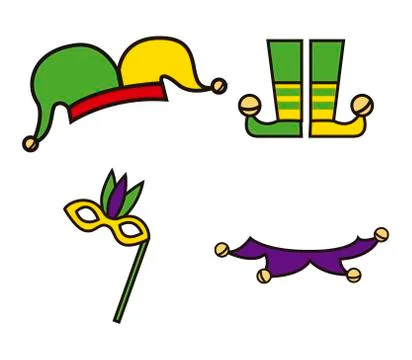 Jester cartoon elements over white background. vector illustration Stock Illustration