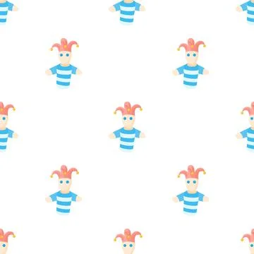 Jester doll pattern seamless vector Stock Illustration