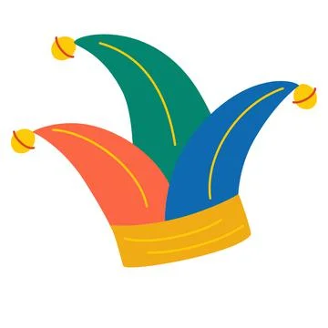 Jester hat. April fools day. Harlequin, clown, Joker hat. For parties holiday Stock Illustration