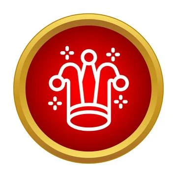 Jester hat flat icon button for entertainment game Stockillustratie