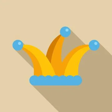 Jester hat flat icon with long shadow Stock Illustration