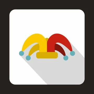 Jester hat icon in flat style Stock Illustration