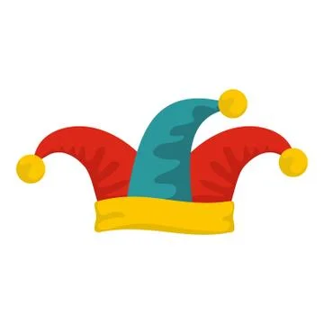 Jester hat icon, flat style Stock Illustration