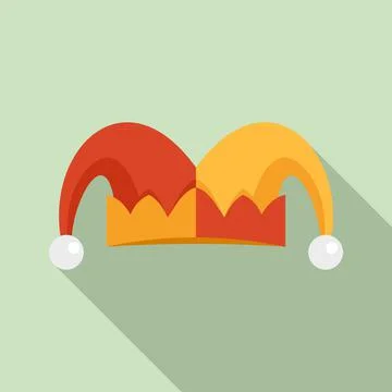 Jester hat icon, flat style Stock Illustration