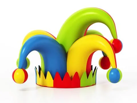 Jester hat isolated on white background. 3D illustration Stock Illustration