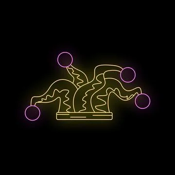 Jester hat neon glowing carnival entertainment sign Stock-Illustration