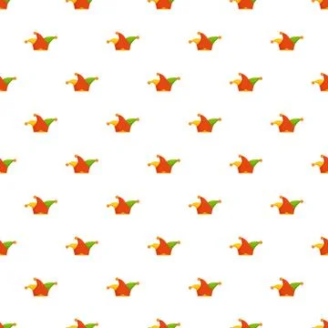 Jester hat seamless pattern on white background Stock Illustration