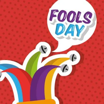 Jester hat with speech bubble fools day Illustrazione stock