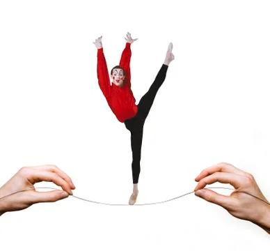 Jester on highwire Stock Illustration