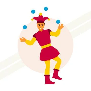 Jester-juggling-with-balls Stock Illustration