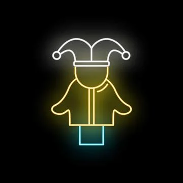 Jester playing in a vibrant neon light show Stock Illustration